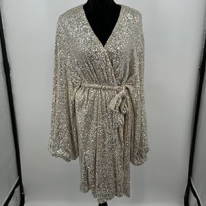Fashion Nova Silver Sequin Dress